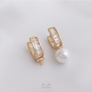 เครื่องประดับ ต่างหู ประดับลูกปัด เพทาย ทอง 14K แฮนด์เมด diy