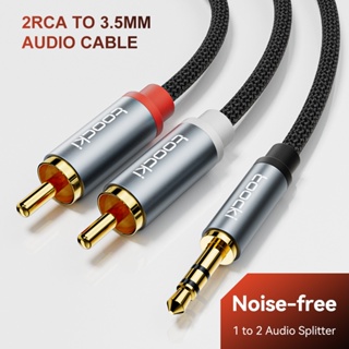 แจ็ค 3.5 ถึง 2 RCA Aux สายเคเบิล 3.5 มม. แจ็ค ถึง 2RCA ตัวผู้ แยกสายสัญญาณเสียง