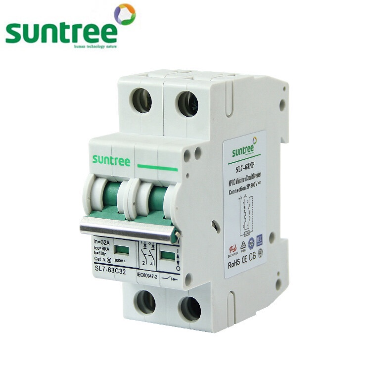 Suntree เบรกเกอร์ไฟฟ้า โซลาร์เซลล์ DC Circuit Breaker SUNTREE รุ่น SL7-63 2P 550VDC 20A