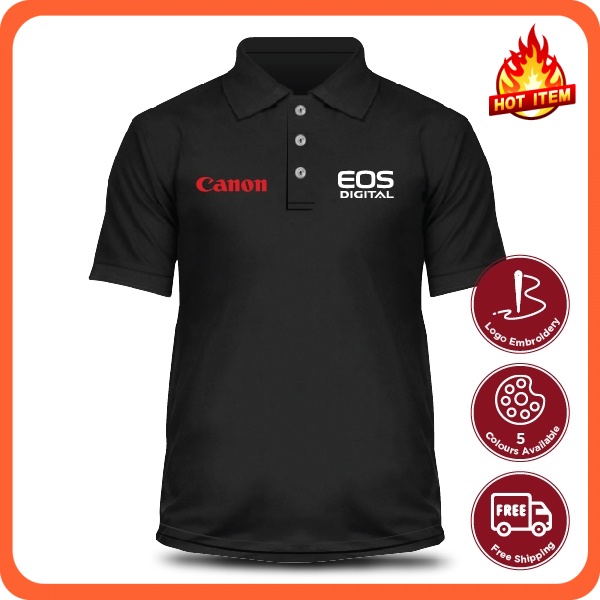 Canon EOS Baju Dry Fit เสื้อโปโลไมโครไฟเบอร์ Sulam Casual เสื้อยืด Unisex เสื้อ Tshirt Jersey Pakaian แฟชั่นกีฬา