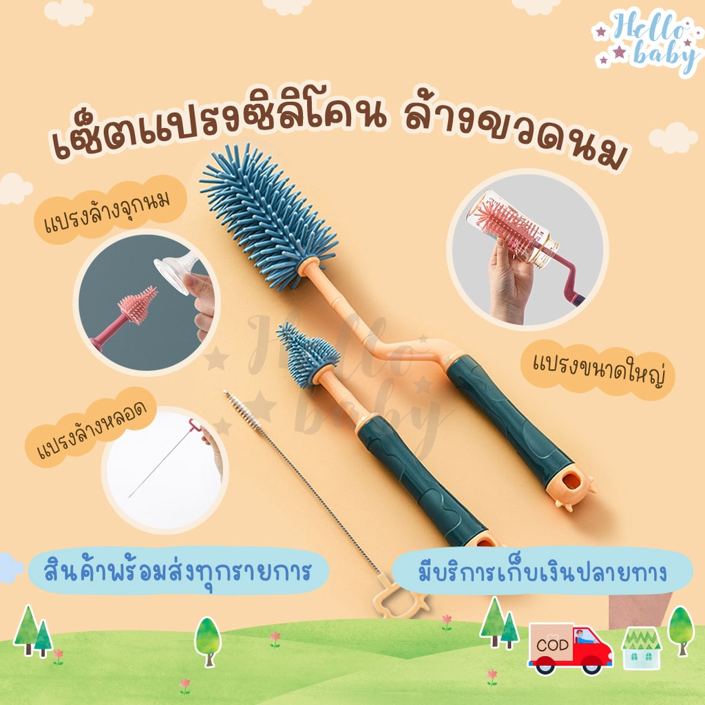 ส่งด่วนทุกวันไม่มีวันหยุด แปรงล้างขวดนม แปรงซิลิโคน ที่ล้างขวดนม ที่ล้างขวดนม อุปกรณ์ล้างขวดนม เซ็ต 3 ชิ้น
