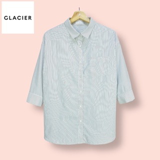 เสื้อ Glacier ผ้าโพลีเนื้อดี  เสื้อเชิ้ตทรงสวยน่ารัก ลายทางสวย กระดุมหน้า แขนสวย ผ้าดีทิ้งตัวสวย ตัดเย็บละเอียด