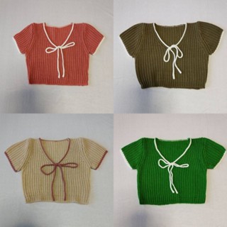 เสื้อไหมพรม​ครอปยืดเยอะ​ ฟรี​ไซส์​ สั่งสีในแชท