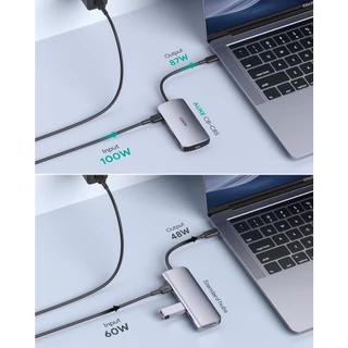 AUKEY CB-C85 USB C Hub ฮับ 8-in-1 with 4K HDMI, USB 2.0. USB 3.0, 100W PD Charging, SD&Micro SD Card Reader รุ่น CB-C85