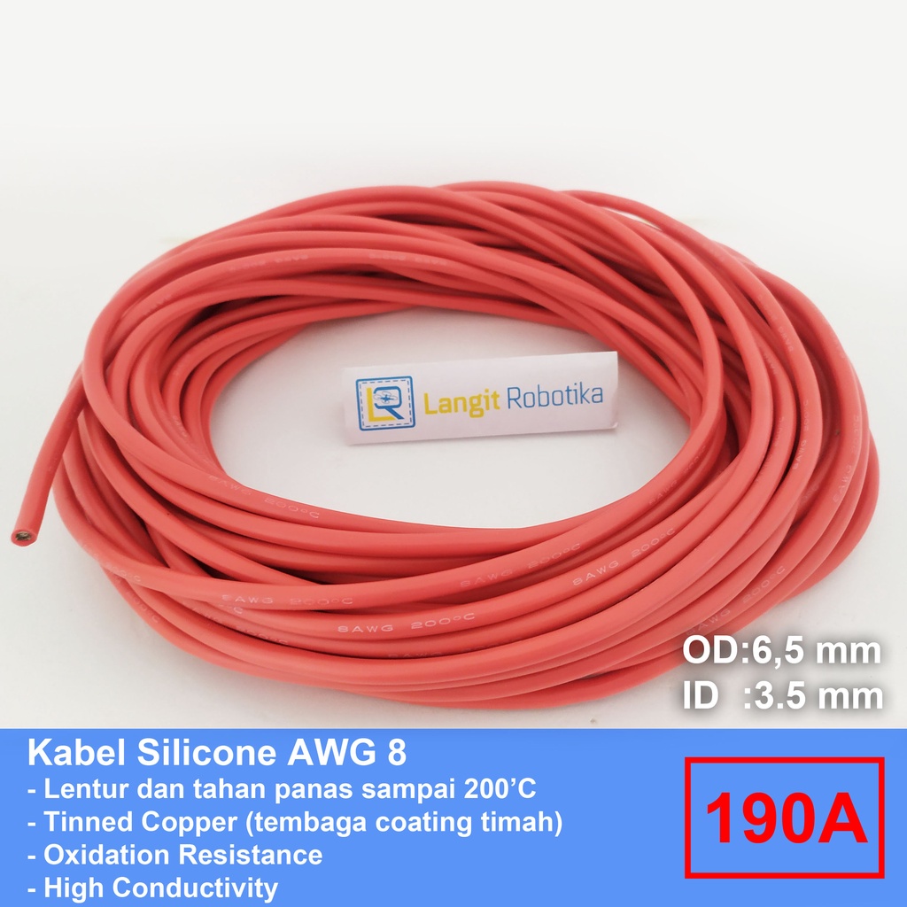 MERAH AWG 8 สายซิลิโคน AWG8 สายซิลิโคน สีแดง ทนความร้อน