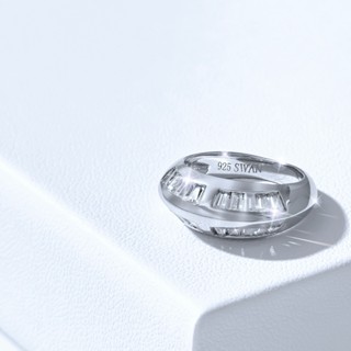 SWAN - Baguette Dome Ring แหวนเงินแท้ แหวนทรงโค้งมน ฝังเพชรคิวบิกเซอร์โคเนีย cubic zirconia