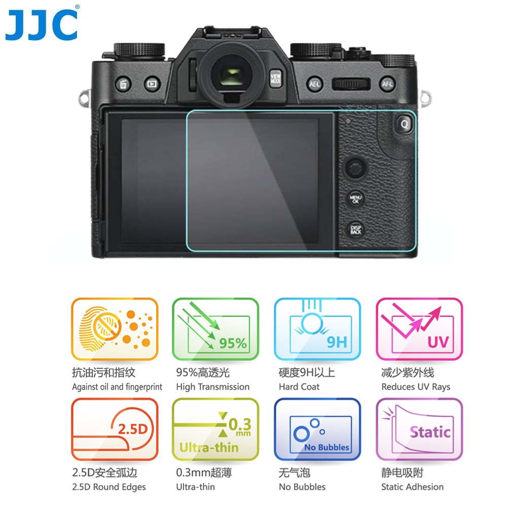 JJC Sony กระจกนิรภัยป้องกันหน้าจอกล้องสำหรับ ZV-1 II ZV-1F ZV-E10 ZV-E1 a7R V a7 IV a7S III a7C II a7CR a1 a9 a6700 a6000 a6100 a6300 a6400 a6600 a5000 RX100 VII VI V VA IV FX30 FX3  ZV1 ZVE1 A7R5 A7M4 A7M3 A7R4 A7R3 A7R2 A7S3 A7S2 RX100M7 RX100M6 RX100M5