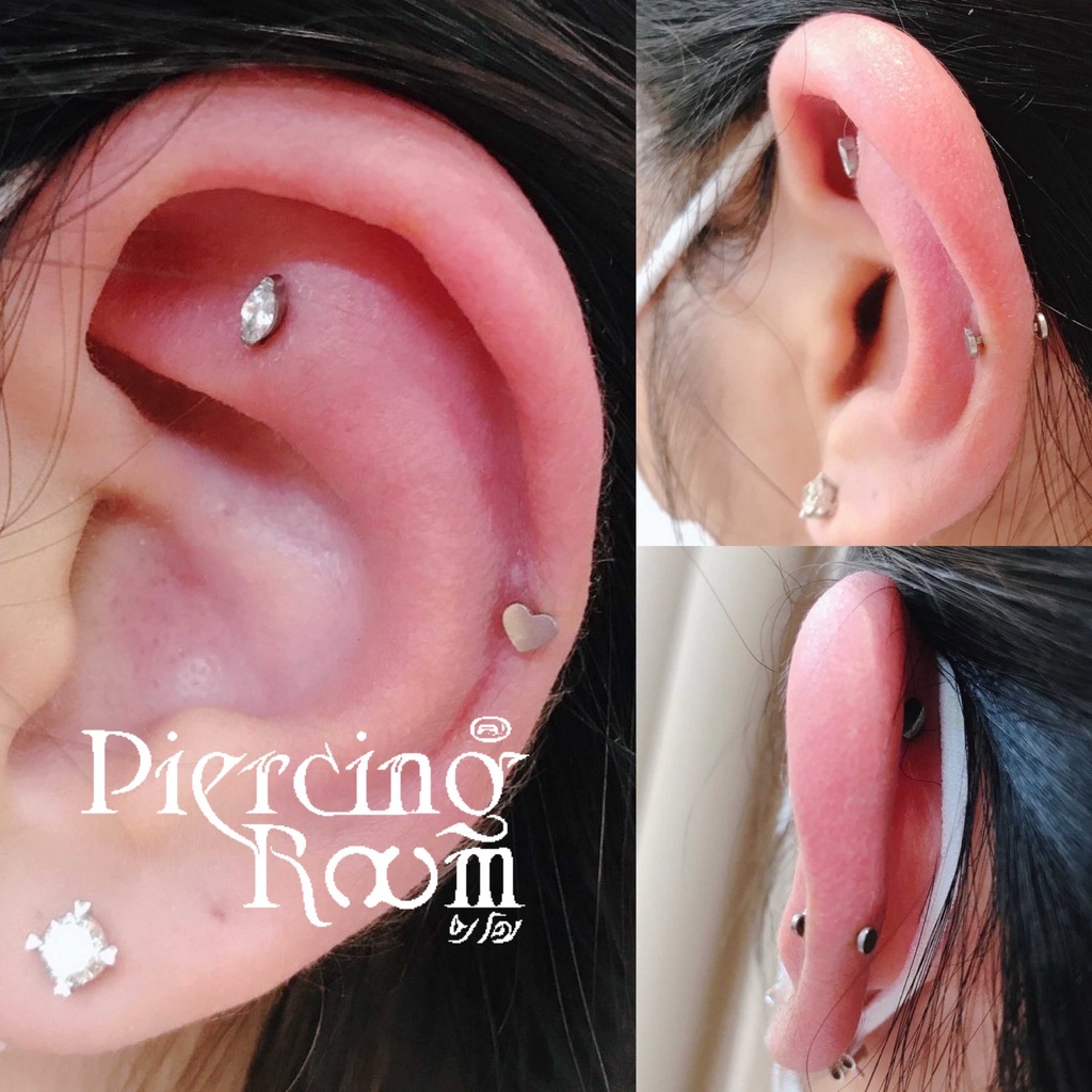 Piercingroom by Jay จิว/ต่างหู แป้นแบน สำหรับผิวแพ้ง่าย Mini Marquise Titanium เกรดการแพทย์ (ราคาต่อชิ้น) - รูปที่ 3