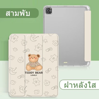 เคสไอแพด หลังใส gen5/6/7/8/9 เจน10.2 air1/2/3/4 แอร์10.9 พร้อมช่องใส่ปากกา iPad Pro10 5โปร 2017/2020 เคสแทปเลต ipad case