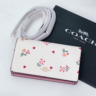 👑ผ่อน0%~แท้100%👑C7657 Coach 3036 ANNA FOLDOVER CROSSBODY CLUTCH IN SIGNATURE CANVAS