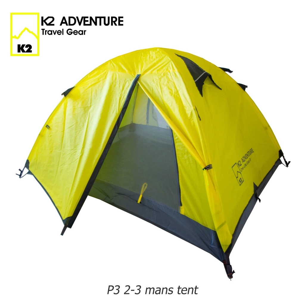 เต็นท์มอเตอร์ไซค์ K2 ADVENTURE รุ่น P3 สีเหลือง นอน 2-3 คน เก็บเล็ก น้ำหนักเบา เสาอลู กันฝน กันลม thumbnail 5