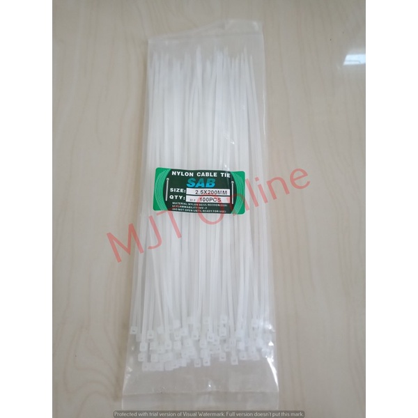 เคเบิ้ลไทร์ Kabel Tis Cable Tie 2.5mm x 200mm สีขาว