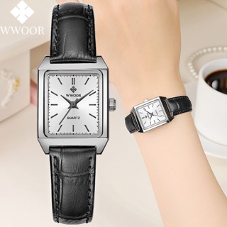 WWOOR  นาฬิกาข้อมือควอตซ์แฟชั่น สายหนัง สีน้ําตาล สําหรับสตรี Reloj Mujer-8850