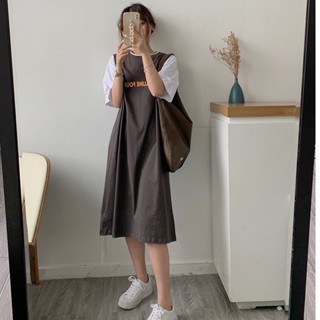 เดรสยาว เดรสคลุมท้อง ทรงหลวมใส่สบาย เสื้อผ้าผู้หญิง ไซร์เล็ก…