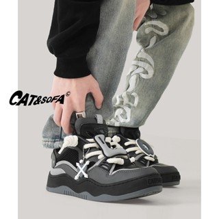 Cat and Sofa Night Evil Board Shoes New Thick Sole Height Increasing Niche Original Design Skateboard Shoes