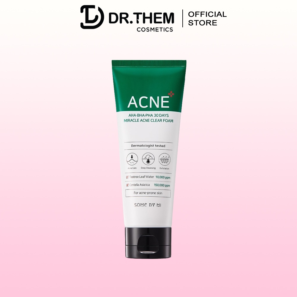 Some By Mi AHA-BHA-PHA 30 Days Miracle Acne Clear Foam Deep Cleanser สําหรับผิวบอบบาง Acne Skin 100ml