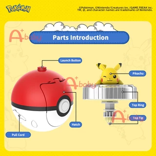 Pokemon Spinning Tops ลูกข่าง ของเล่นฟิกเกอร์ (เบย์เบลด ไจโร ไจโรสโคป) พร้อมฟิกเกอร์ PokeBall Launcher (Pikachu Eevee Squirtle Charmander Mew)
