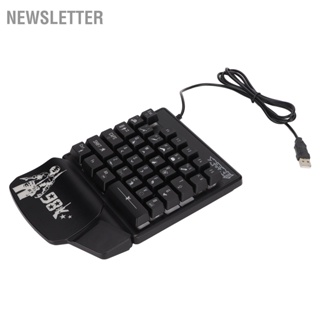 One Handed Gaming Keyboard 35 Keys Single LED Glowing Ergonomic Design Black Mini for ESports Game