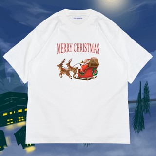 ( Teeshirts ) เสื้อสกรีนลาย Merry Christmas ผ้า Cotton100% พรีเมียมสูงสุด USA 🎄🤶🏼🎅🏼🛷 มีทรงตรงและทรง Oversize