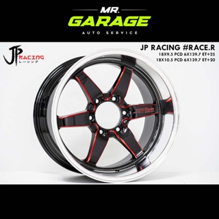 (ส่งฟรี) (ส่งฟรี) ล้อแม็กซ์ JP-RACE.R (จัดชุด หน้า 18x9.5 + หลัง 18x10.5) 6 รู ดำกลึงแดง (2 วง,4 วง)