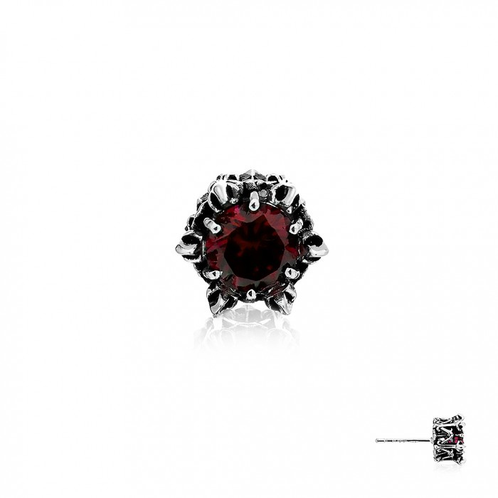 AKE AKE Crown of Apollo Earring Stud-Red ต่างหูเงินแท้925 มงกุฏตรีศูล คริสตัลสีแดง *จำหน่ายเป็นชิ้น
