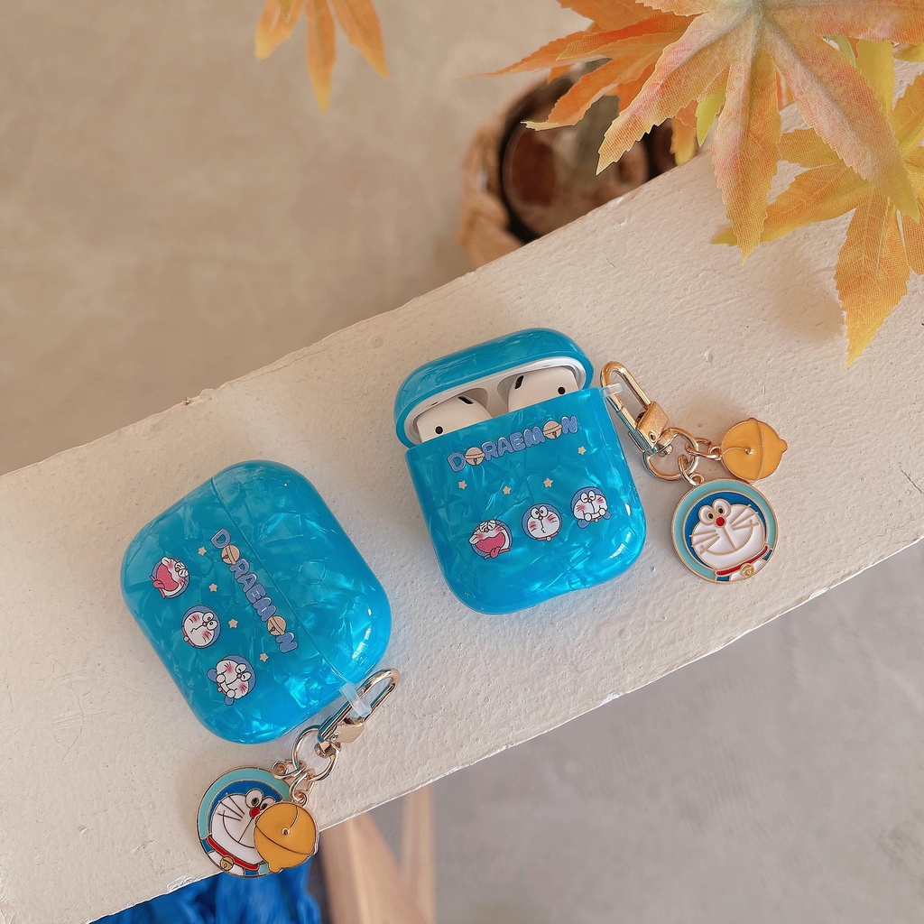 เคสหูฟังบลูทูธไร้สาย ซิลิโคน Tpu นิ่ม แบบใส กันกระแทก ลายโดราเอมอน หินอ่อน แวววาว เรียบง่าย สําหรับ AirPods 1 2 3 Pro 2 2022 - รูปที่ 6