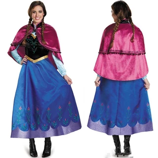 ชุดแม็กซี่เดรสคอสเพลย์ Anna Frozen Christmas พร้อมเสื้อคลุม เหมาะกับปาร์ตี้ฮาโลวีน สําหรับผู้หญิง และผู้ใหญ่