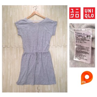 Uniqlo เดรสสีเทา ผูกเอว อก 38”-42” สภาพใหม่