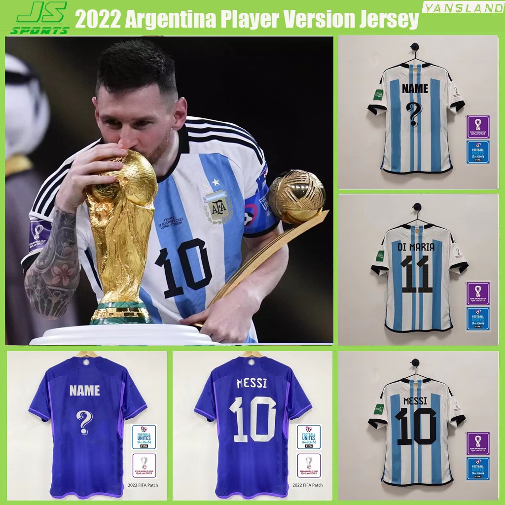 [Player Version] เสื้อกีฬาแขนสั้น ลายทีมชาติฟุตบอล Argentina Jersey Argentina Messi DI MARIA 2022