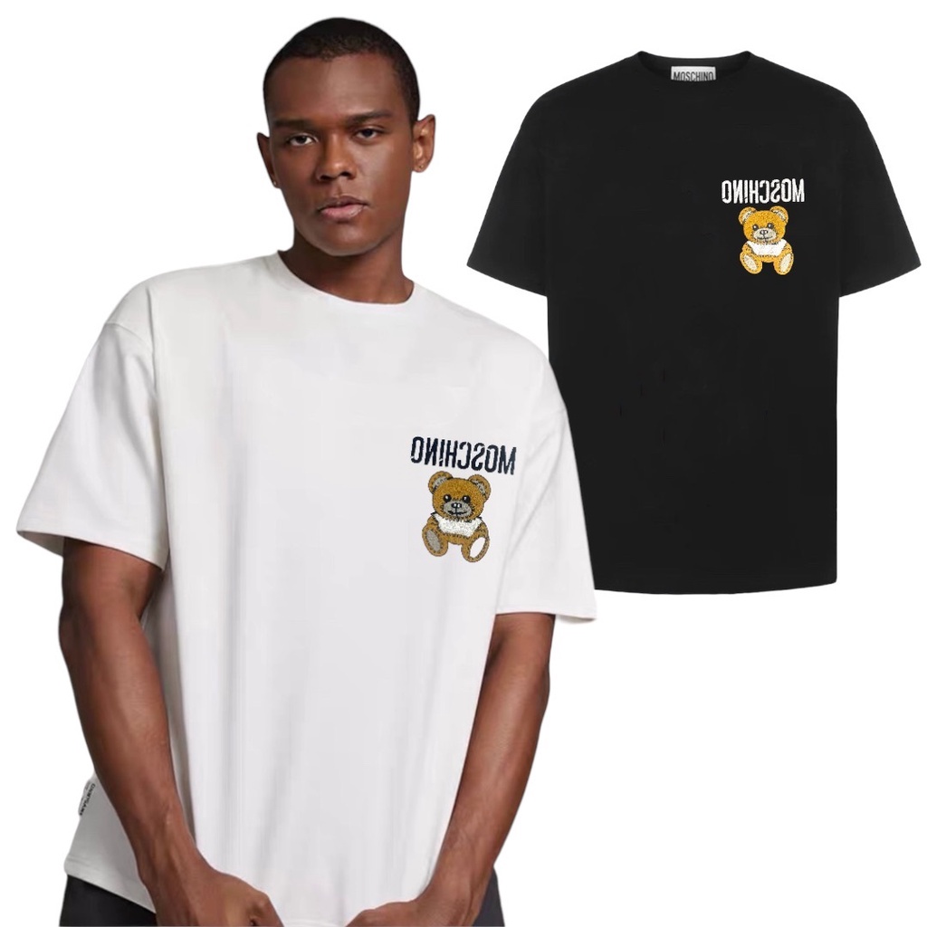 TopBrands คุณภาพพรีเมี่ยม 1:1 M0sch1n0 Tshirt ผู้หญิงผู้ชาย Baju T เสื้อ