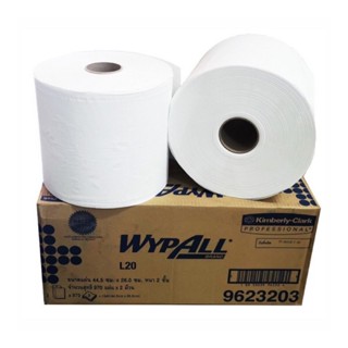 KIMBERLY CLARK 9623202 Wypall L20 กระดาษเช็ดทำความสะอาดทั่วไป สีขาว ขนาด 44.5x26cm ยาว 970 m/ม้วน กล่อง 2 ม้วน