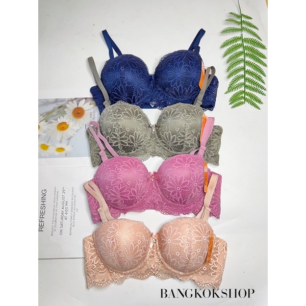 BEENA 811 Thailand แนวนอน Cup Bra – ลูกไม้เรียบ ฟองกลาง underwire B Cup