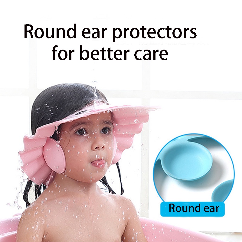 มายากล Kids Shower Bathing Cap Bath Safe Protect Shampoo adjustable