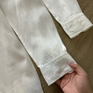 เสื้อเชิ้ตสีขาว UNIQLO MUJI GU ผ้าลินิน แขนสั้น แขนยาว คอปก