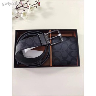 ▬✼۩☒☬₪C0ACH Men s Belt + Wallet Multi-Card Combination Set