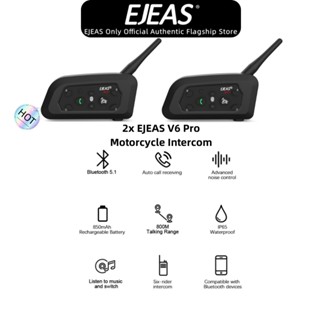 Ejeas V6 Pro ชุดหูฟังบลูทูธ 5.1 กันน้ํา สําหรับหมวกกันน็อครถจักรยานยนต์ Shoei AGV KYT Yamaha Honda Forza 250 2 ชิ้น