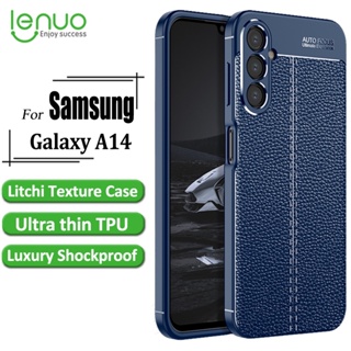 เคสโทรศัพท์มือถือ TPU แบบนิ่ม บางพิเศษ กันกระแทก ลายลิ้นจี่ หรูหรา สําหรับ Samsung Galaxy A14