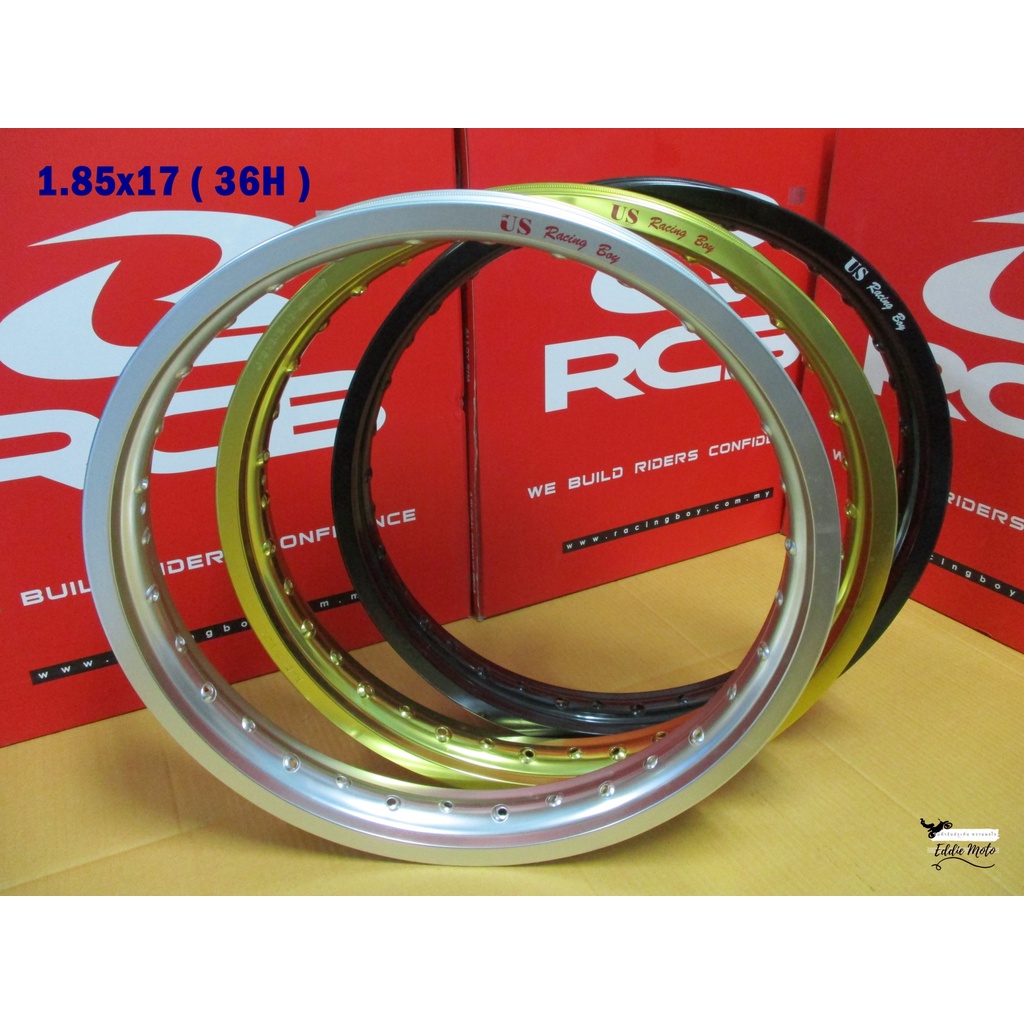"US Racing Boy" ALUMINIUM POLISH WHEEL RIM 1.85x17 (dot 36) "SILVER" "GOLD" "BLACK" // วงล้อ อลูมิเนียม 1.85x17 (36รู)