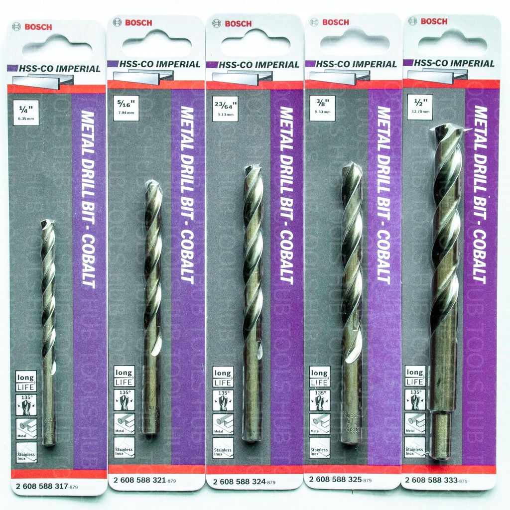 ดอกสว่านเจาะเหล็ก/สแตนเลส HSS-Co BOSCH ดอกสว่านโคบอล์ต ขนาด6.4mm.-12.7mm. ของแท้