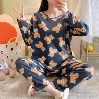 🐻เซ็ตชุดนอน เสื้อแขนยาว-กางเกงขายาว ลายหมี สุดน่ารัก ลายการ์ตูน หลายรูปแบบหลายลาย🌈พร้อมจัดส่ง🐻✨