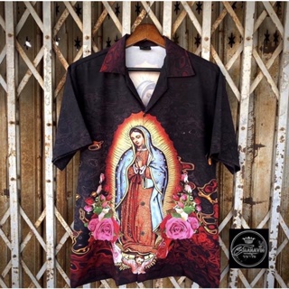 [ลด90฿โค้ดOCTWOW90]  เสื้อเชิ้ต ผู้ชาย แขนสั้น ลาย Our Lady of Guadalupe