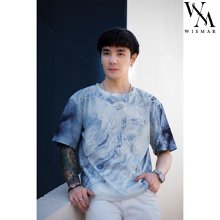 เสื้อยืดลายหินอ่อน(สีไอซ์บลู): Ice Blue Marble T-shirt (Short-Sleeve)