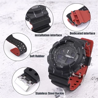 สายนาฬิกาข้อมือซิลิโคนเรซิ่น 16 มม. สองสี สําหรับ Casio G-Shock GA-100 110 120 140 150 300 400 700 GD-100 110 120 G-8900 GLS-100 GAC-100