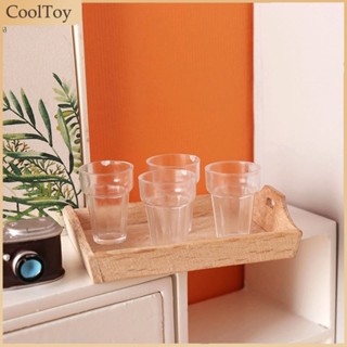 Cooltoy ขายดี แก้วน้ําเปล่า แบบใส ขนาดเล็ก สําหรับตกแต่งบ้านตุ๊กตา 1:12 4 ชิ้น