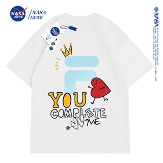 เสื้อยืดใหม่ เสื้อยืดแขนสั้นลําลอง คอกลม ทรงหลวม พิมพ์ลาย NASA สวมใส่สบาย แฟชั่นสําหรับสตรี_45