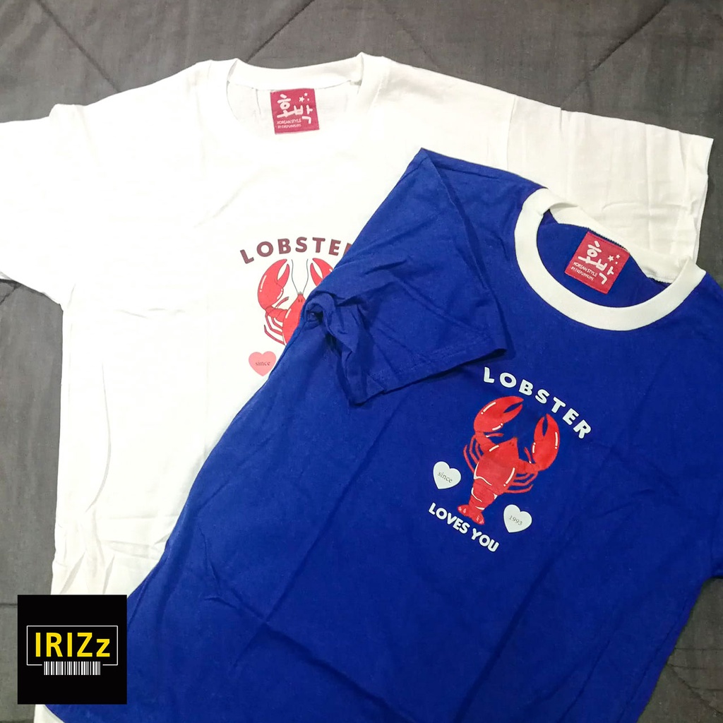 เสื้อยืดคอกลมแฟชั่น Unisex ลายกุ้ง (Lobster) ลายเกาหลี สุดคิ้วท์ cute