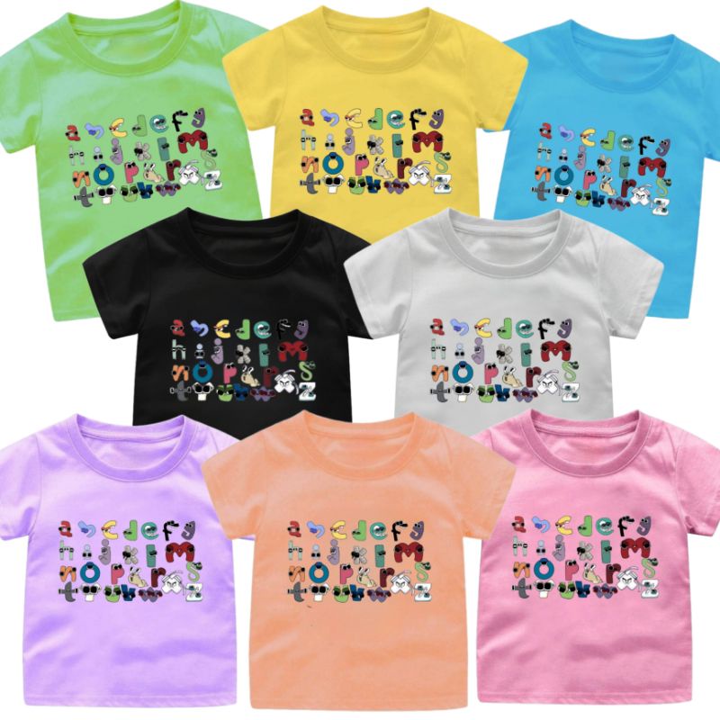 CHILDRENS ALPHABET LORE VIRAL เสื้อยืด TOPS สําหรับเด็กผู้หญิงและเด็กผู้ชาย 1-12 ปี ALPHABET LORE VI