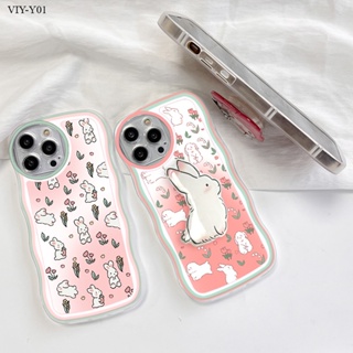 【ฟรี ที่วางโทรศัพท์】VIVO Y17 Y15 Y12 Y19 Y15S Y15A Y15C Y01 Y01A Y1S Y91C Y16 Y35 เคสวีโว่ สำหรับ Soft TPU Clear Case การ์ตูน Flower Rabbit เคส เคสโทรศัพท์ เคสมือถือ เคสนิ่ม Big Wave Shockproof Cover