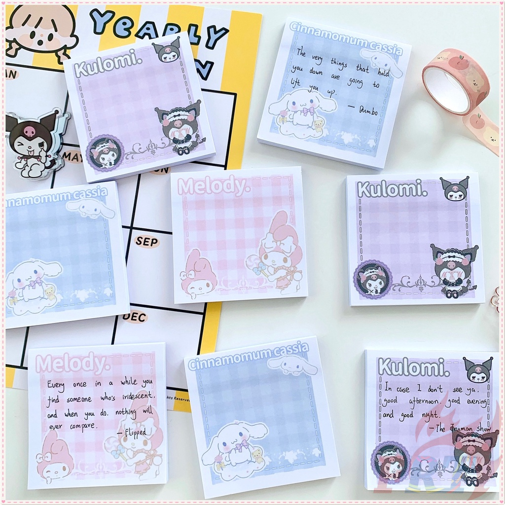 SANRIO กระดาษโน๊ตมีกาว ลาย Kuromi My Melody Cinnamoroll 50 แผ่น ต่อชุด N Times แผ่นสติกเกอร์ ลายการ์ตูน สําหรับติดตกแต่ง