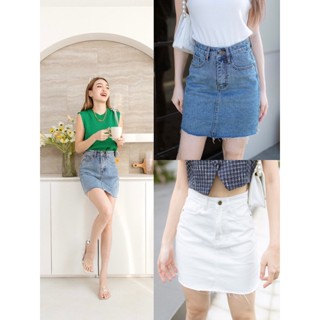 Dewishes 🤍💙 Denim Skirt กระโปรงยีนส์ ไม่เย็บปลาย